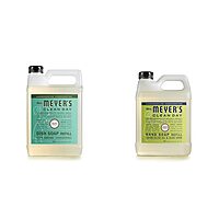 MRS. MEYER'S CLEAN DAY Basil Dish Soap (48 oz) & Lemon Verbena Hand Soap (33 oz) Bundle