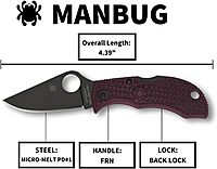 Spyderco Manbug Folding Pocket Knife with Micro-Melt PD#1 Steel Blade and FRN Handle - PlainEdge - MBBGBKP