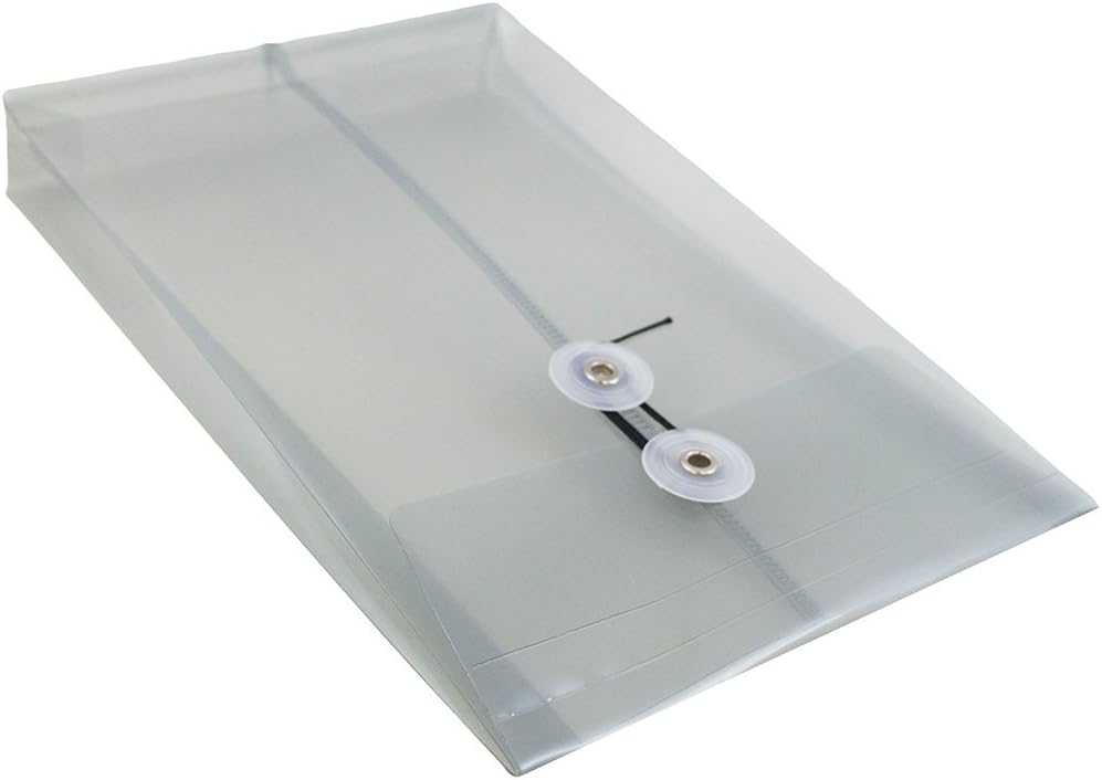 JAM PAPER Open-End Plastic Envelopes, Button & String