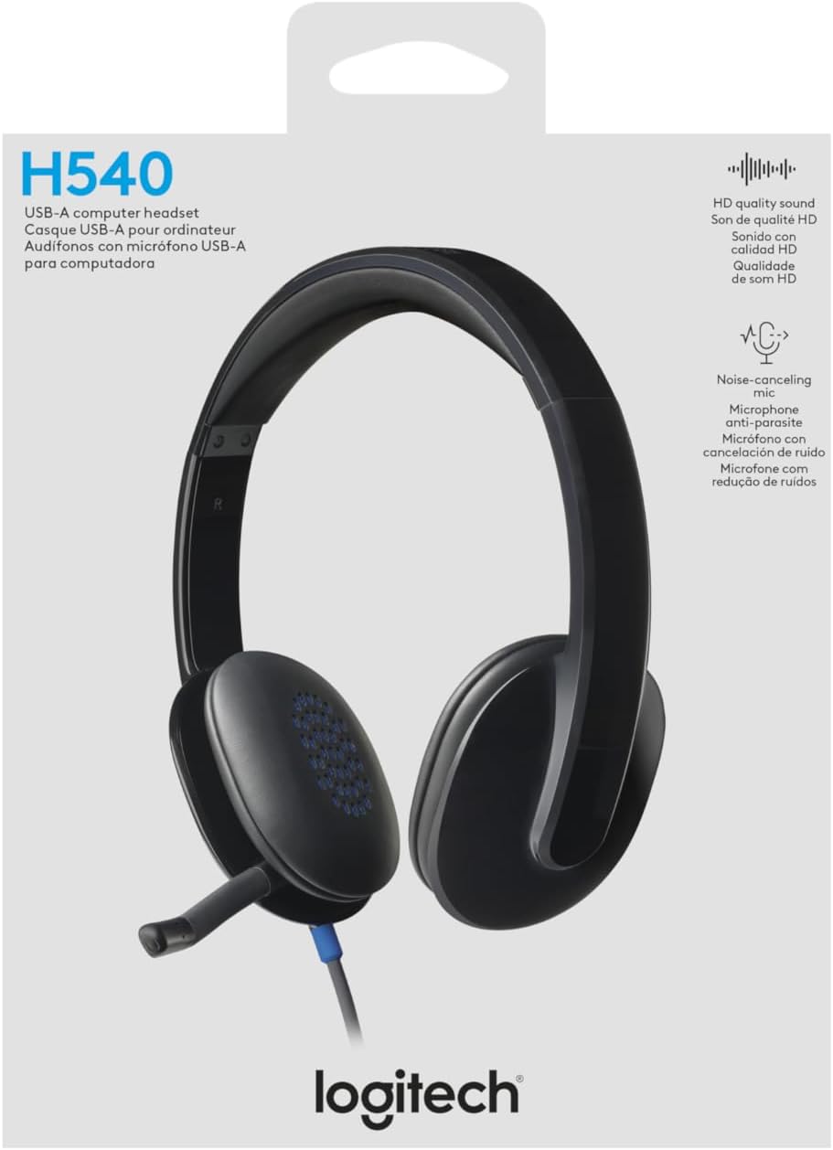 Logitech High-performance USB Headset H540 for Windows and Mac, Skype Certified
