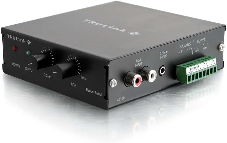 C2G Legrand Audio Amplifier, Black Audio Component Amplifier with External Volume Control, TAA Compliant Amp