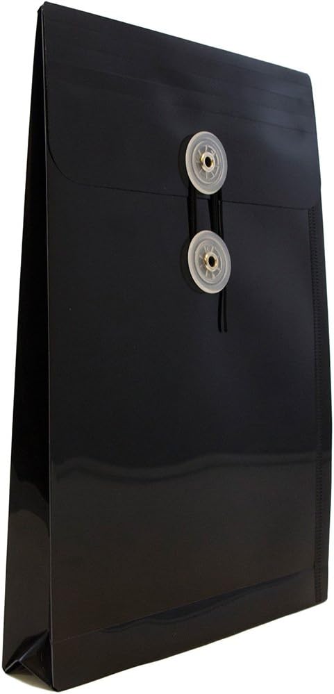 JAM PAPER Open-End Plastic Envelopes, Button & String