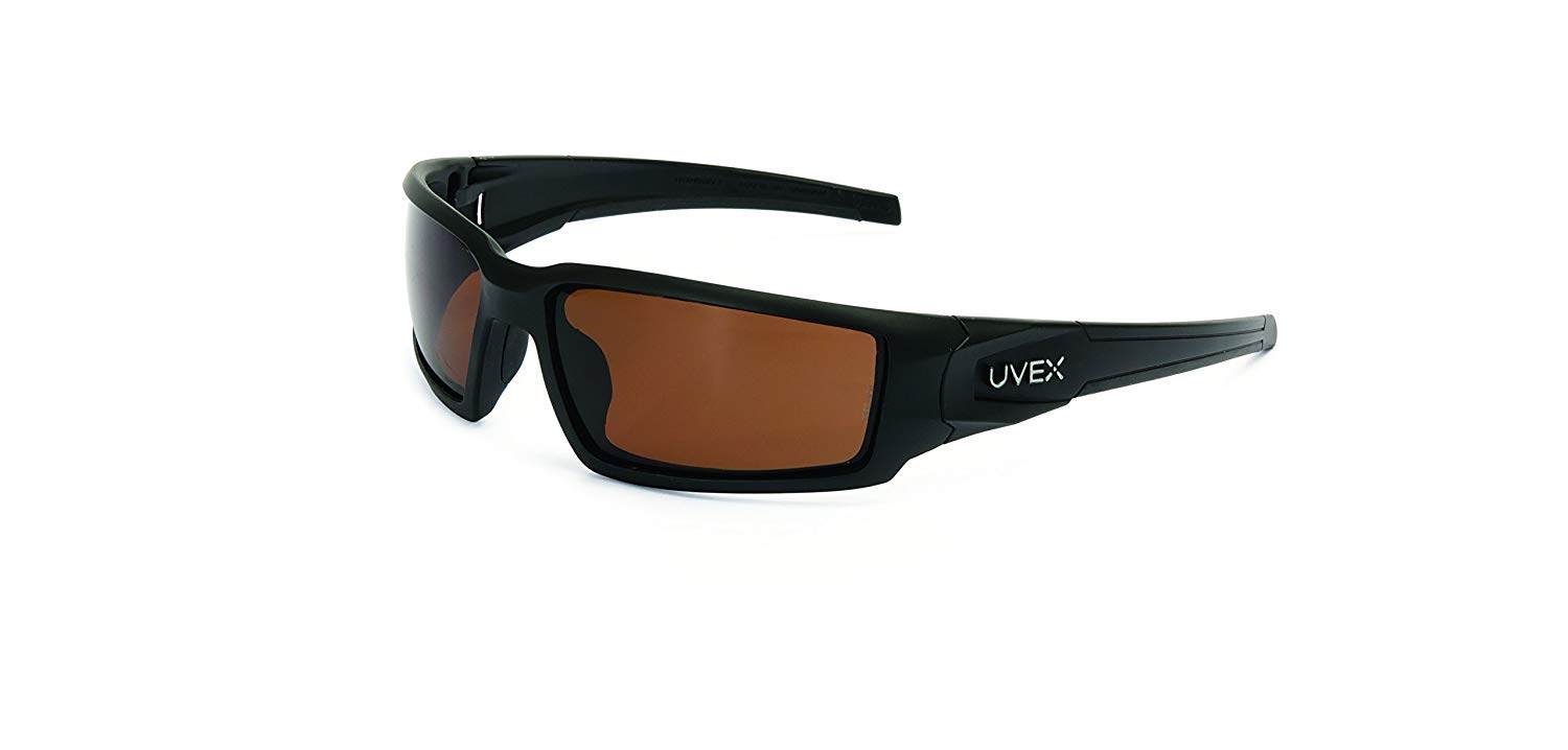 Honeywell Uvex Hypershock Safety Glasses, Black Fame with Espresso Polarized Lens & Anti-Scratch Hardcoat (S2949)