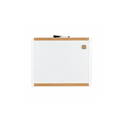 U Brands PinIt Combination Dry Erase Board with White Frame, Office Supplies, Includes Marker and Magnet, 16” x 20”