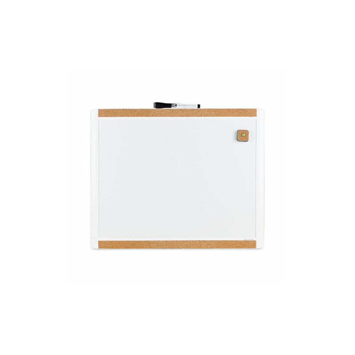 U Brands PinIt Combination Dry Erase Board with White Frame, Office Supplies, Includes Marker and Magnet, 16” x 20”