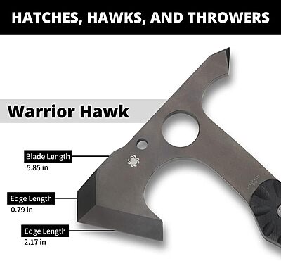Spyderco Warrior Hawk Utility Tomahawk with Tough D2 Steel Head and 13.68" G-10 Scaled Handle