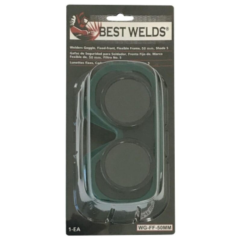 BEST WELDS 901-WG-FF-50MM - Fixed Front Flex Goggles, Green, Shade 5, Vinyl