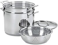 Cuisinart 4-Piece Cookware Set, 12 Quarts, Chef's Classic Stainless Steel Pasta/Steamer, 77-412P1