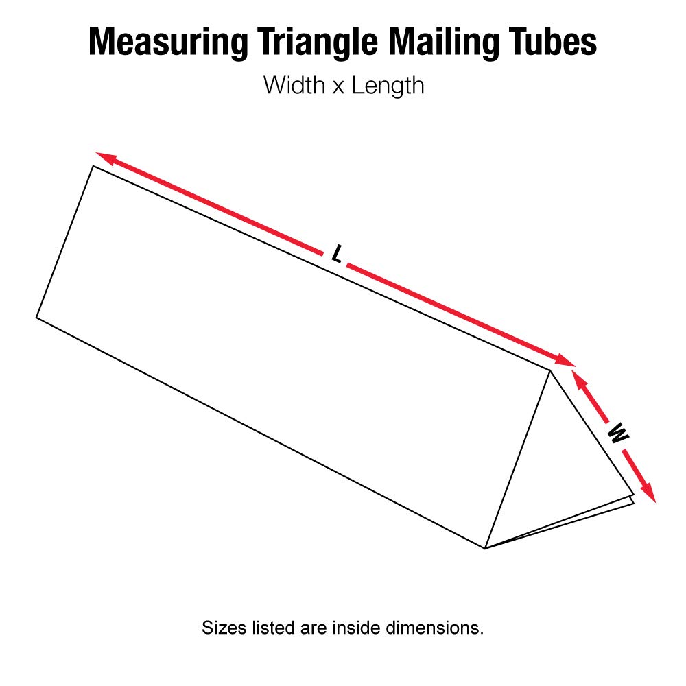 Aviditi Triangle Corrugated Cardboard Mailing Tubes, 3" x 18 1/4", White, Pack of 50, For Protecting, Shipping