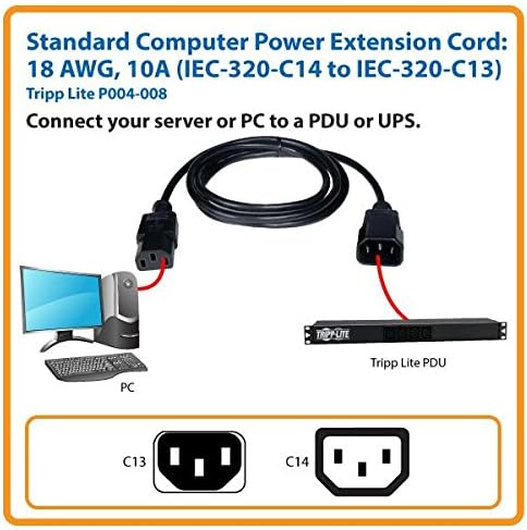 Tripp Lite Standard Computer Power Extension Cord (IEC-320-C14 to IEC-320-C13) 18 AWG 10A