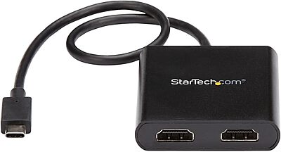 StarTech.com USB-C to Dual HDMI Adapter, USB Type-C Multi-Monitor MST Hub