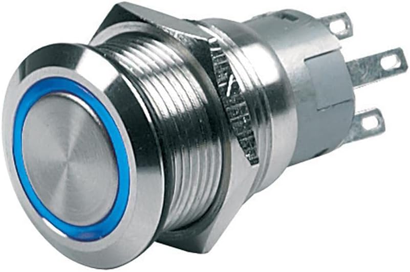 BEP Push-Button Switch 12V Latching On/Off - Blue LED