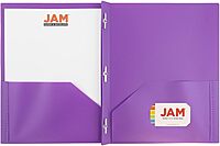 JAM Paper Plastic 2-Pocket POP Folders with Metal Prongs