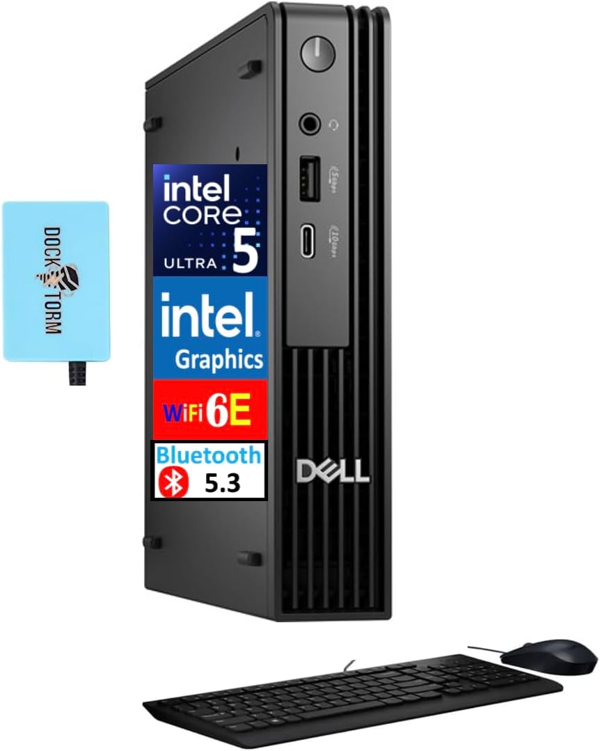 Dell Pro Micro AI Business Mini Desktop (Intel Ultra 5-235T, Intel Graphics, 16GB DDR5, 256GB SSD, WiFi 6E, Bluetooth 5.3