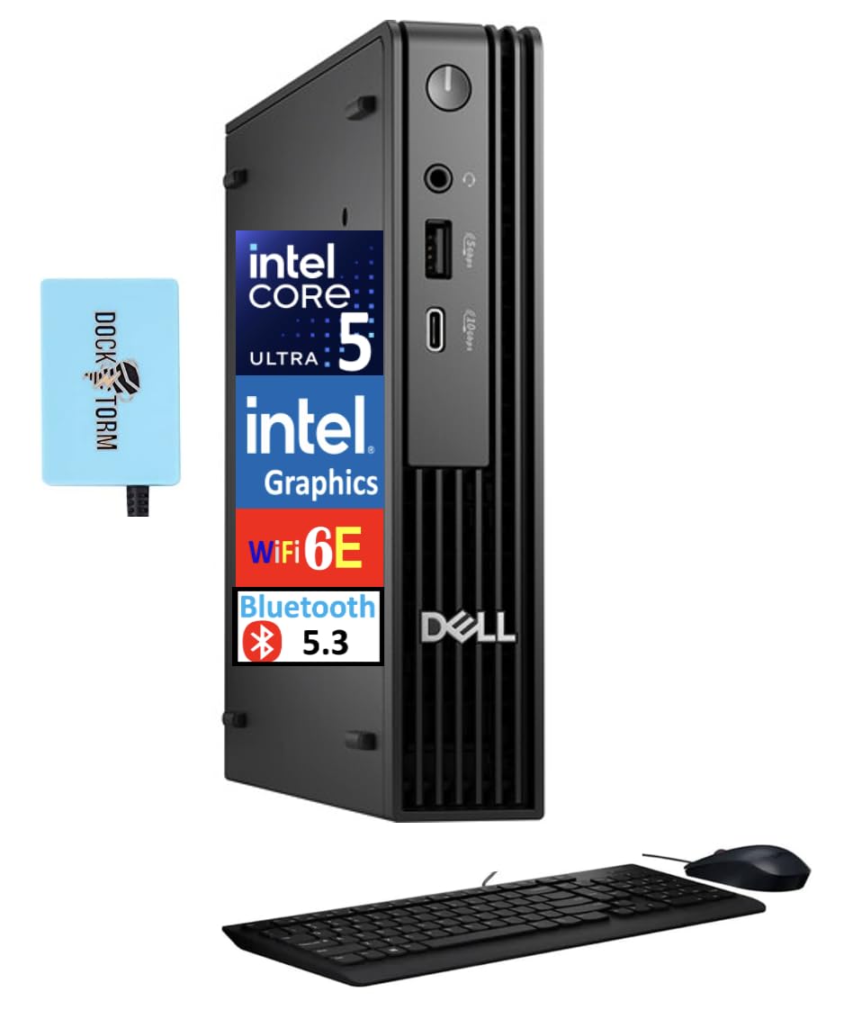 Dell Pro Micro AI Business Mini Desktop (Intel Ultra 5-235T, Intel Graphics, 16GB DDR5, 256GB SSD, WiFi 6E, Bluetooth 5.3