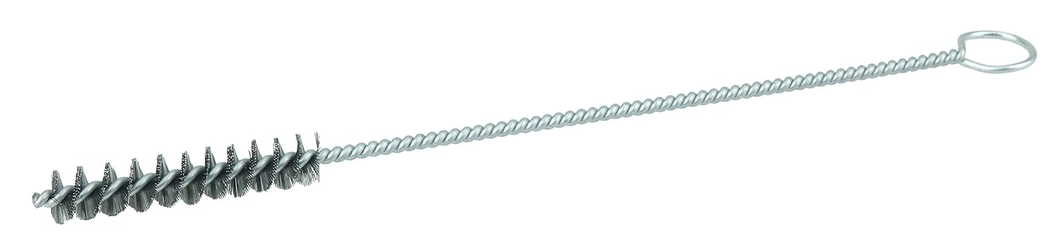 WEILER Single-Stem Single-Spiral Hand Tube Brush, 3/8\" Diameter, Eye Handle, Made in USA