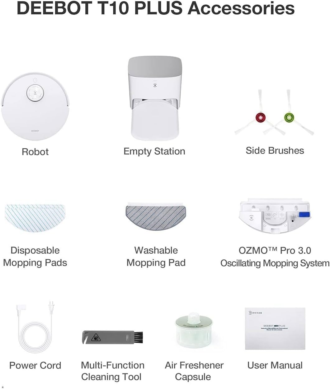 Ecovacs Deebot T10 Plus Robot Vacuum Cleaner - 3000Pa, 260min Runtime