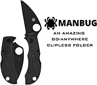 Spyderco Manbug Wharncliffe Folding Pocket Knife with 1.9" VG-10 Steel Blade and FRN Handle - PlainEdge - MBKWPBK