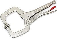 Crescent Locking C-Clamp with Swivel Pad Tips - Heavy-Duty Adjustable Clamp with Hex Key Recess & Compound Action