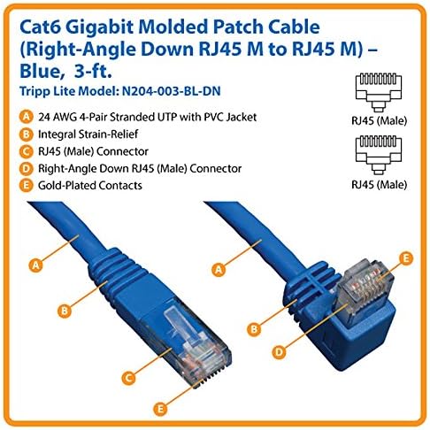 Tripp Lite Cat6 Gigabit Angled Molded RJ45 Patch Cable