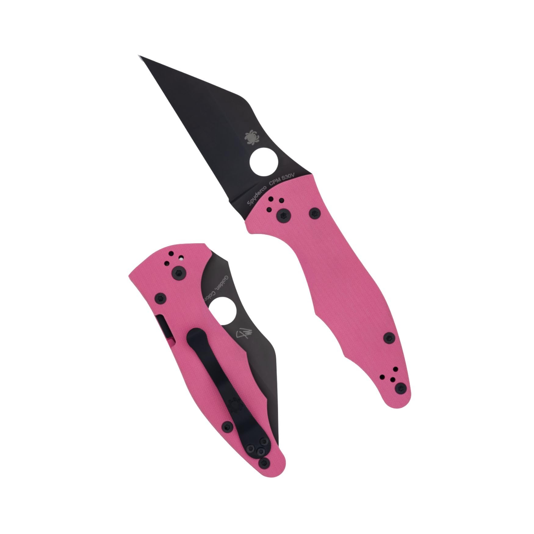 Spyderco Yojimbo 2 Folding Knife - CPM S30V Stainless Steel Blade with Pink G-10 Handle - PlainEdge - C85GPNBKP2
