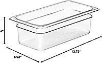 Cambro 1/3 GN Food Pan, 4" Deep, 6/PK, Clear, 34CW-135