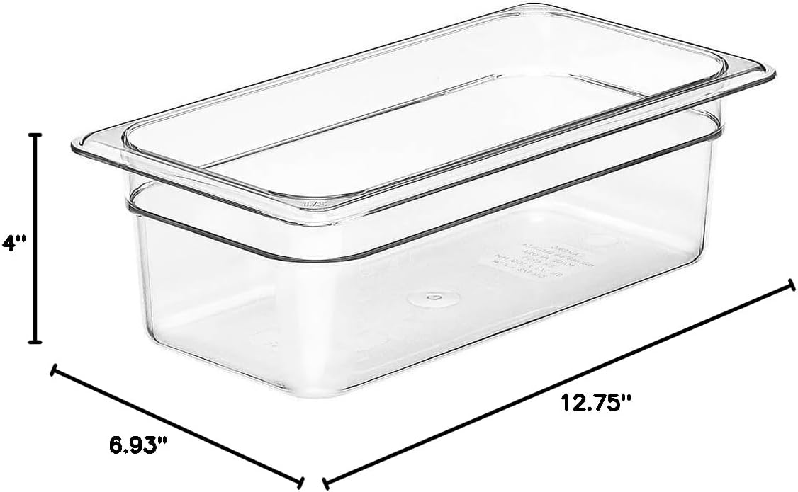 Cambro 1/3 GN Food Pan, 4" Deep, 6/PK, Clear, 34CW-135
