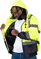 PIONEER Hi Vis Safety Bomber for Men - Waterproof Reflective ANSI Class 3 Winter Jacket