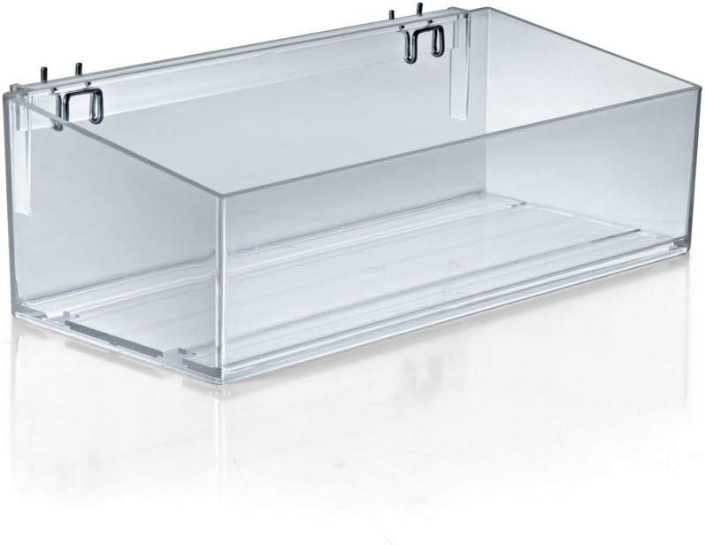 AZAR DISPLAYS Adjustable Divider Bin for Pegboard/Slatwall, Clear