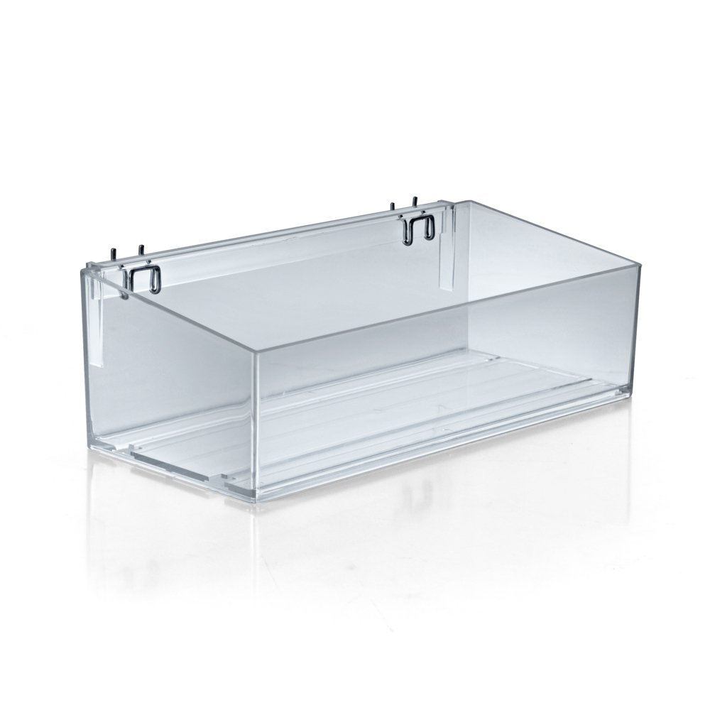 AZAR DISPLAYS Adjustable Divider Bin for Pegboard/Slatwall, Clear