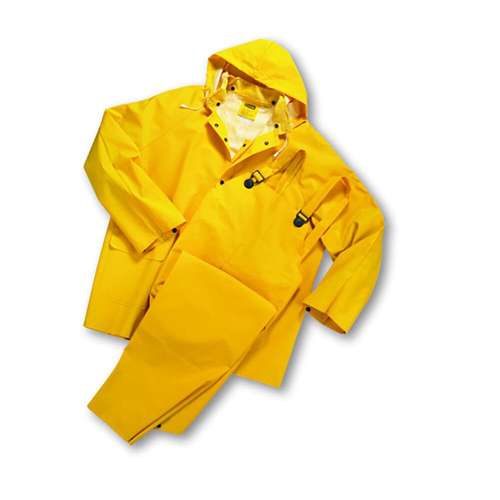 West Chester 4035/XXL 35mL PVC Over Polyester 3Pcs Rain Suit, Detachable Hood - Yellow Each