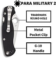 Spyderco Para Military 2 Folding Knife with G-10 Handle