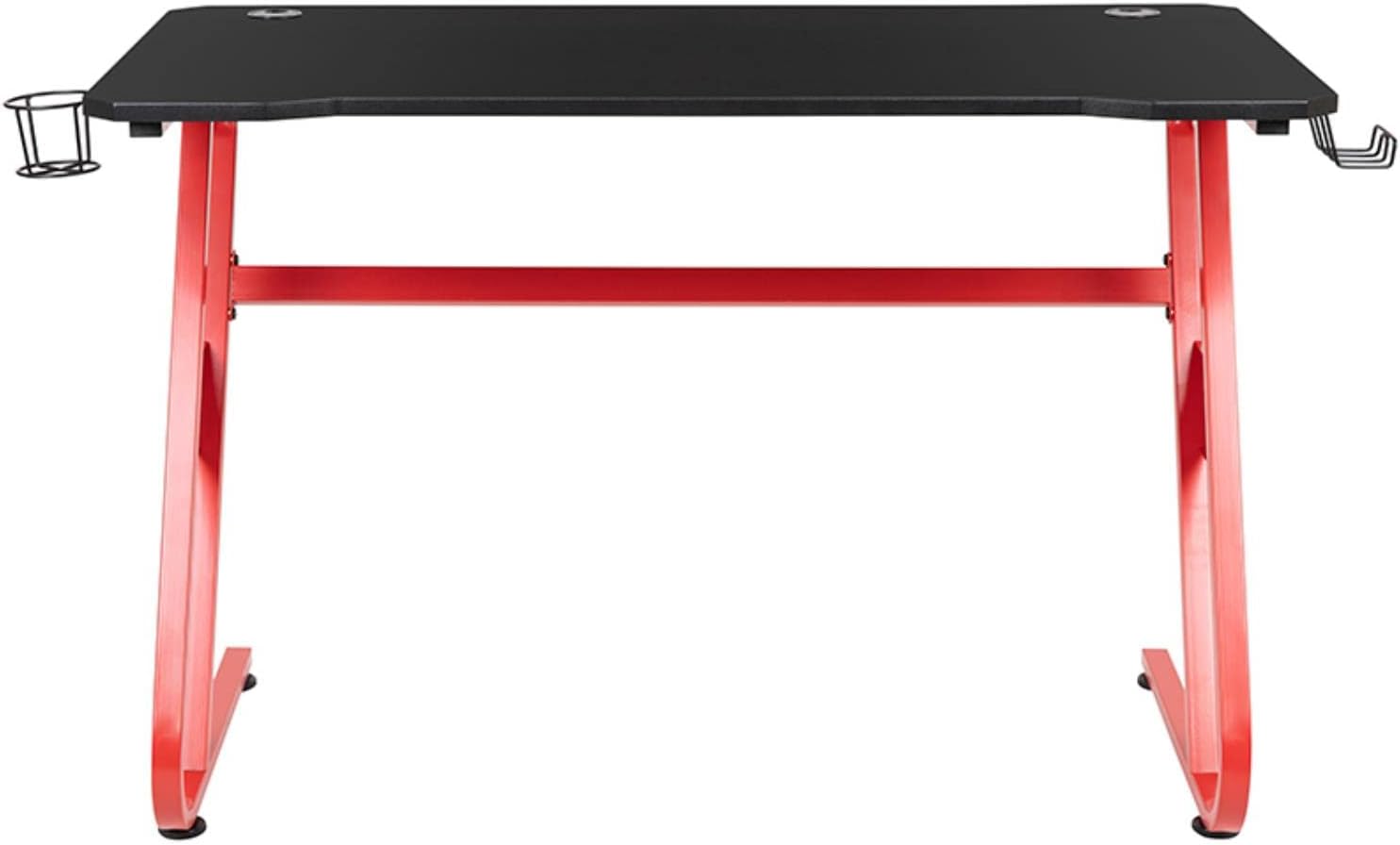 Flash Furniture 52inW Ergonomic PC Gaming Computer Desk With Cup Holder And Headphone Hook, Black/Red