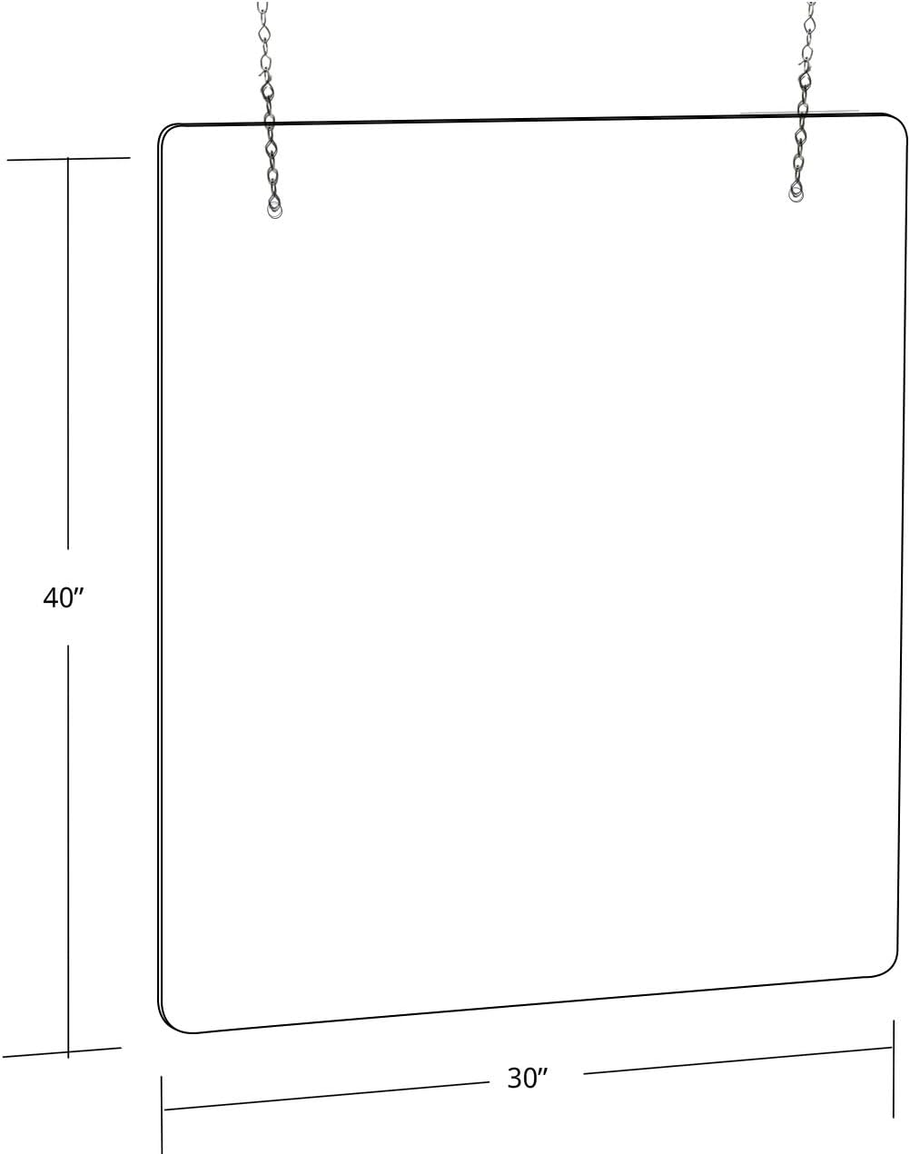 AZAR DISPLAYS Hanging Adjustable Clear Acrylic Cashier Shield Sneeze Guard - Pack of 2