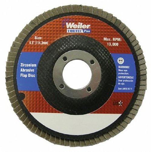 Weiler 804-31357 Vortec Pro Type 29 Flap Disc, Zirconia Alumina, 60 Grit, 7/8", 12000 rpm, 5"