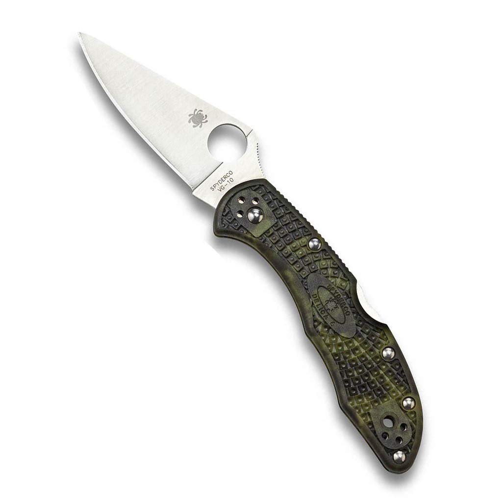 SPYDERCO Delica 4 Lightweight Signature Folding Knife with Flat-Ground VG-10 Blade and FRN Handle