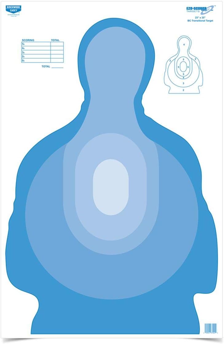 Birchwood Casey Eze-Scorer Transitional Blue Shoot-Up Brilliant White Paper Targets for Indoor and Outdoor Use