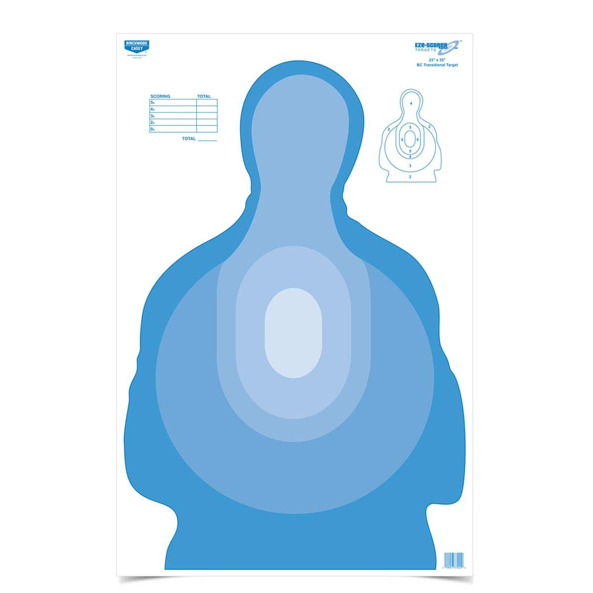 Birchwood Casey Eze-Scorer Transitional Blue Shoot-Up Brilliant White Paper Targets for Indoor and Outdoor Use