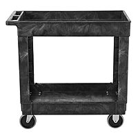 Rubbermaid Commercial Products 2-Shelf Service/Utility Cart with Wheels, 300-Pound Capacity, Black
