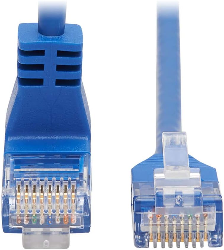 Tripp Lite Up Angle Cat6 Ethernet Cable, Gigabit Molded Slim UTP Network Patch Cable, Blue, 2 ft. (N204-S02-BL-UP)