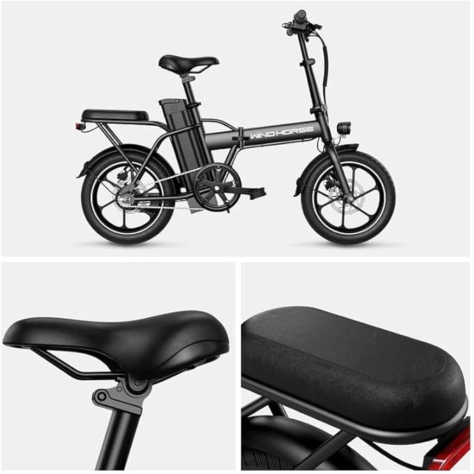 WINDHORSE Folding Electric Bike with 350W High Speed Motor|W2A black| 36V 8AH Battery| 40 KM/H Speed| 35 KM