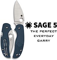 Spyderco Sage 5 Lightweight Folding Pocket Knife with 3 Inch CPM SPY27 Steel Blade and Cobalt Blue FRN Handle - PlainEdge - C123PCBL