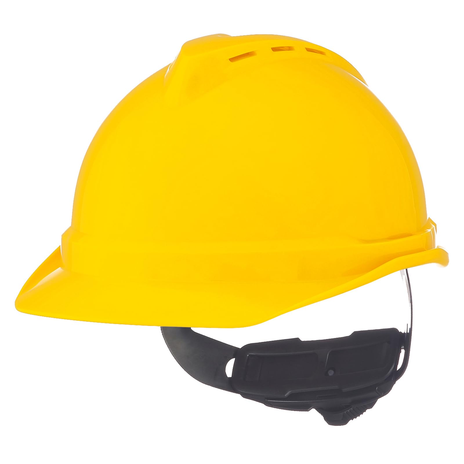 V-Gard Hard Hat, FrtBrim, Slotted, 4Rtcht, Yellow