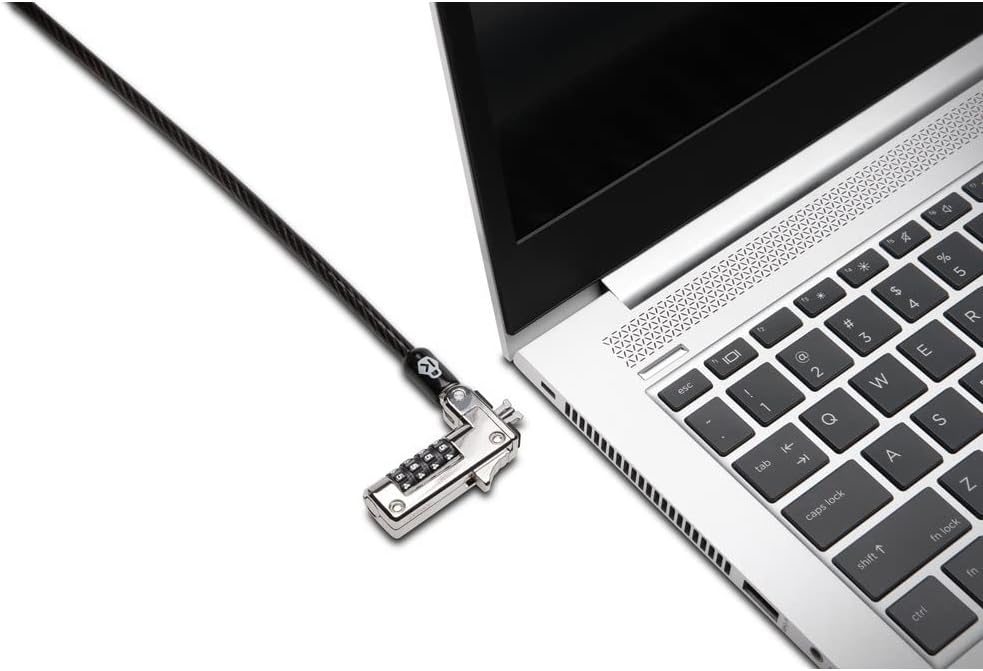 Kensington Slim Combo Lock for Standard Slot - Resettable - 4-Digit - Carbon Steel - for Notebook