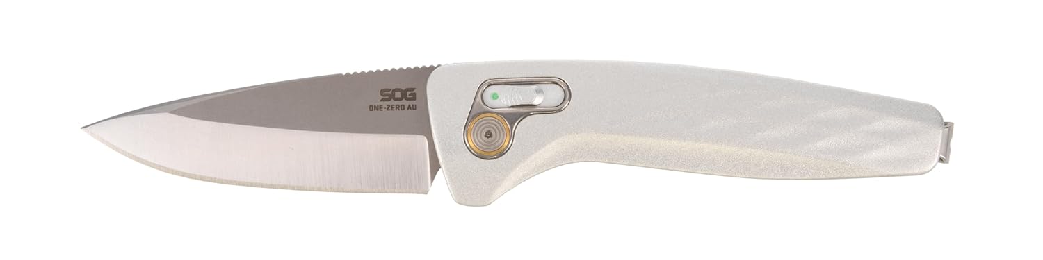 SOG ONE ZERO AU / 3.1" DROP POINT BLADE/BOX/SILVER + CHROME