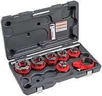 RIDGID, 36505, Exposed Ratchet Threader Set, 1/8 to 2 in,Silver/Red,Small