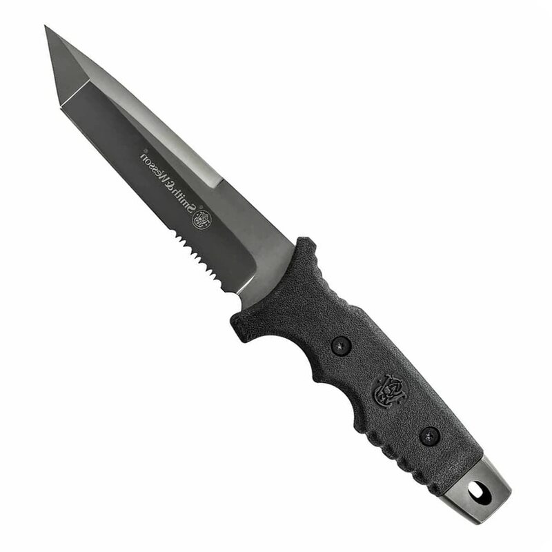 Smith & Wesson SW7 Fixed Blade Knife with Tanto Blade and TPE Handle for Outdoor, Tactical, Survival and EDC