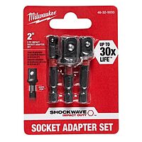 Milwaukee 48-32-5033 Power Drill Bit Extensions Shockwave Socket Adapter Set, 1/4", 1/2", 3/8"