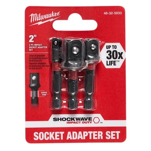 Milwaukee 48-32-5033 Power Drill Bit Extensions Shockwave Socket Adapter Set, 1/4", 1/2", 3/8"