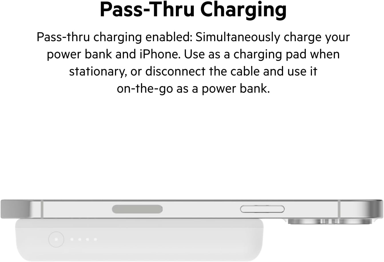 Belkin Portable Charger, Wireless Power Bank 5000 mAh MagSafe Charger 7.5W